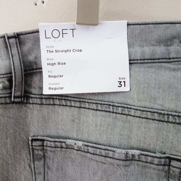 LOFT High Rise The Straight Crop Jeans in Grey Wash (W31/12) NWT! - Picture 9 of 12